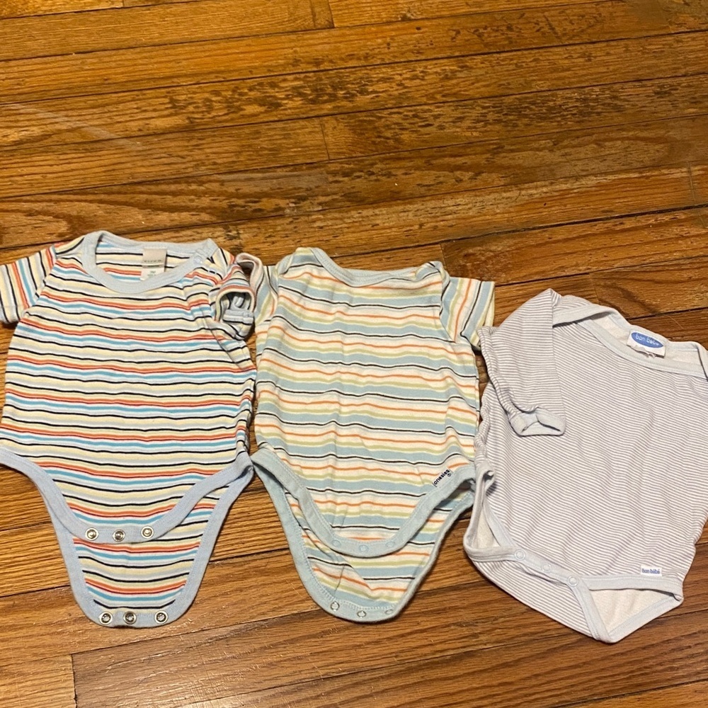 Striped Baby Bodysuit Set - Multicolor 3 months